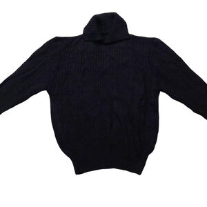 Vintage 1940s-1960s Black Ribbed 3/4 Sleeve Collared Knit Sweater Sz Small